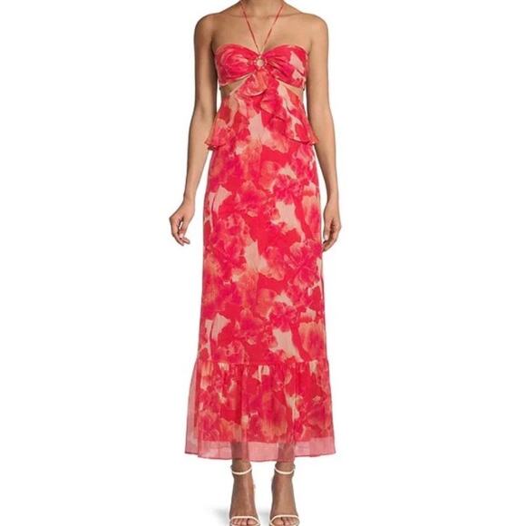 Gianni Bini Cherry Myra Halter Cutout Maxi Dress Sz.10 NWT - Picture 3 of 16